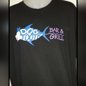 Dogtooth Bar & Grill Black TeeShirt Blue & White Graphic Design Fish XL